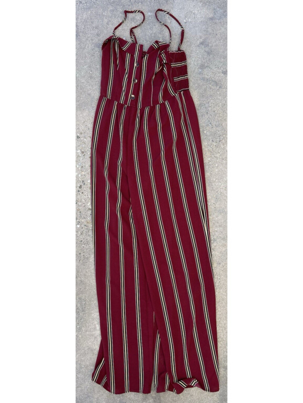 Kenedik Jumpsuit Made USA size Sm Spaghetti Shoulder Strap Red Striped One Piece